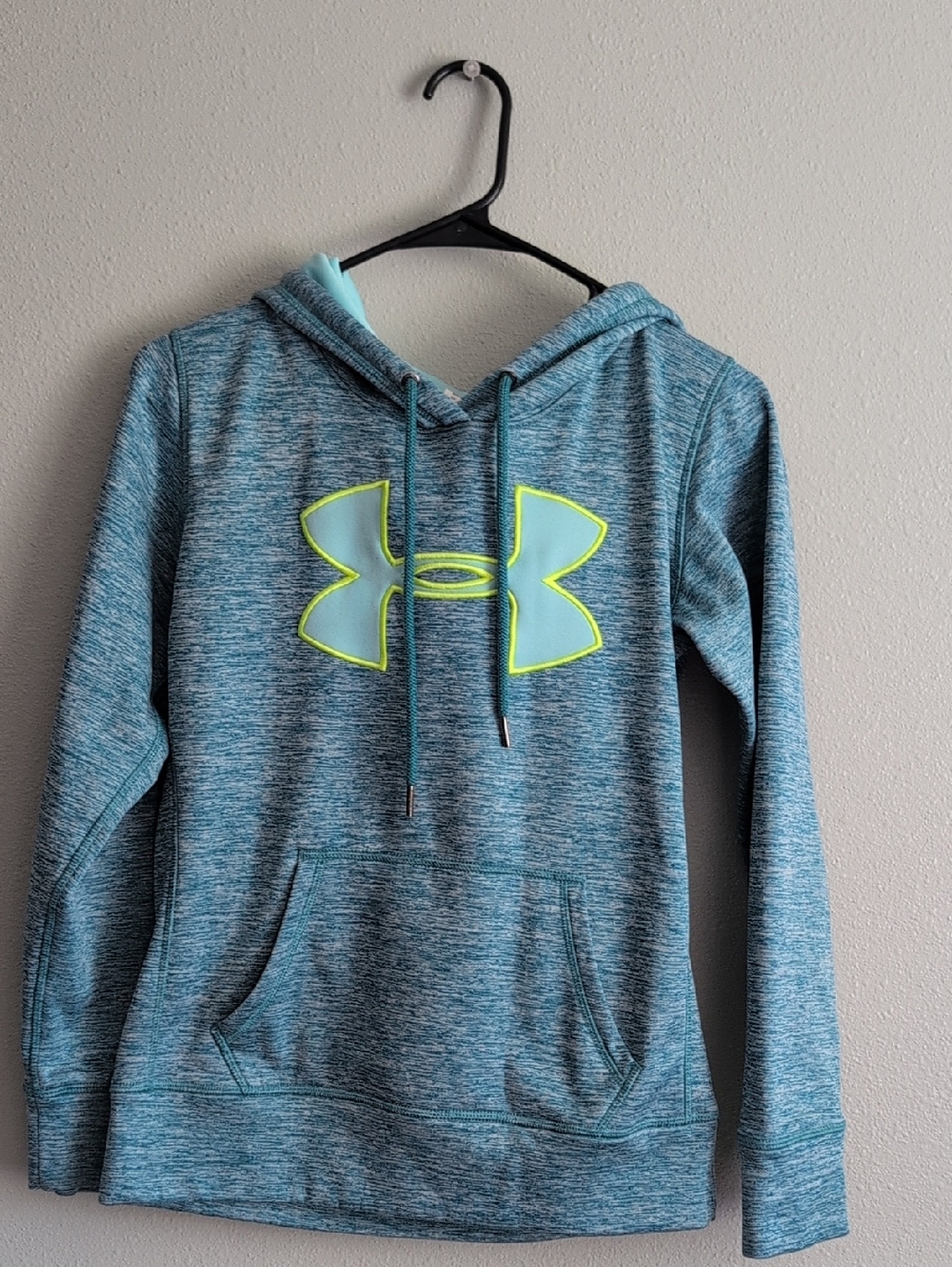 Under Armour Teal Heather Hoodie with Neon Yellow Accent